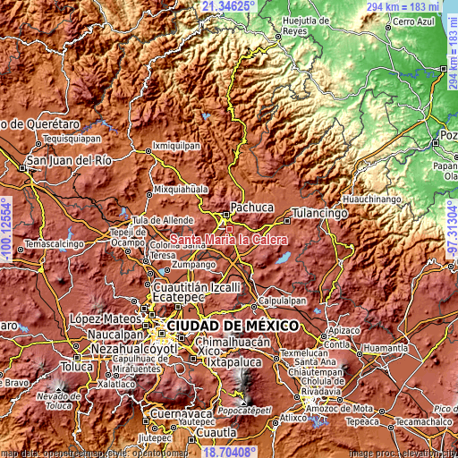 Topographic map of Santa María la Calera