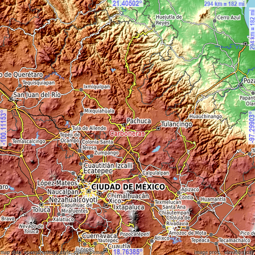 Topographic map of Carboneras