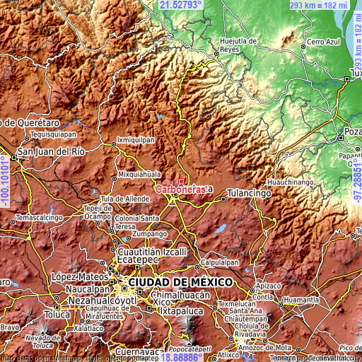 Topographic map of Carboneras