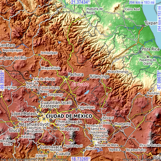 Topographic map of El Susto