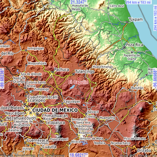 Topographic map of El Capulín