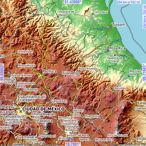 Topographic map of La Boveda