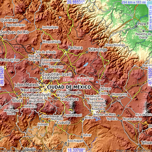 Topographic map of Santa Bárbara