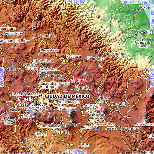 Topographic map of Los Cides