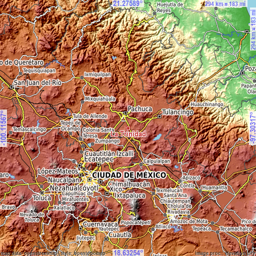 Topographic map of La Trinidad