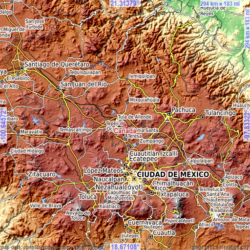 Topographic map of Cañada