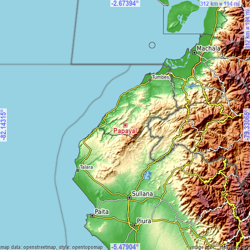 Topographic map of Papayal