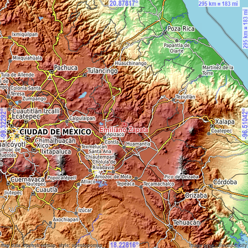 Topographic map of Emiliano Zapata