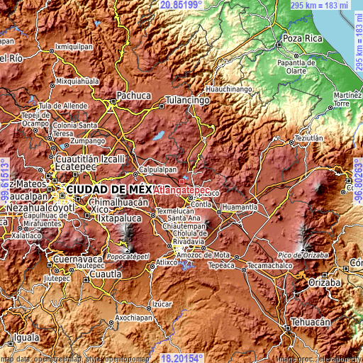 Topographic map of Atlangatepec