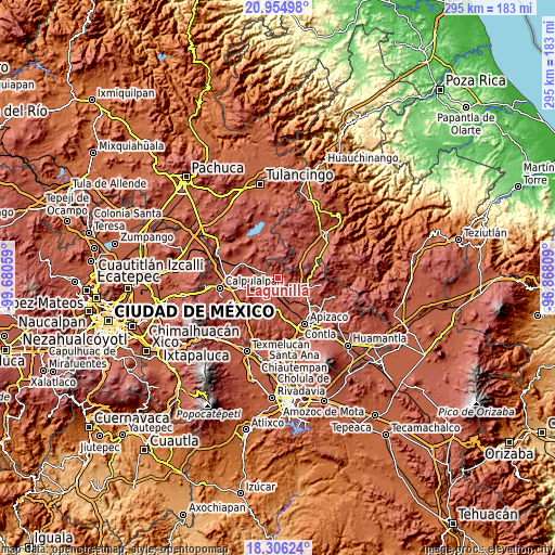 Topographic map of Lagunilla