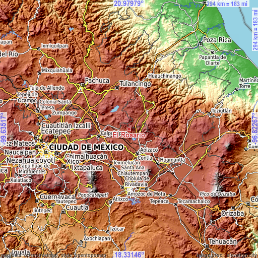 Topographic map of El Rosario