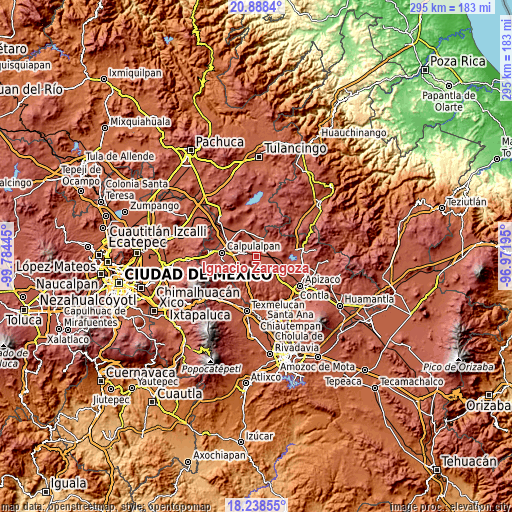 Topographic map of Ignacio Zaragoza