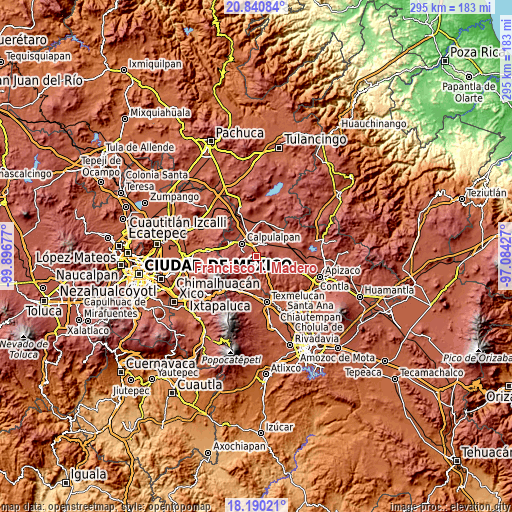 Topographic map of Francisco I. Madero