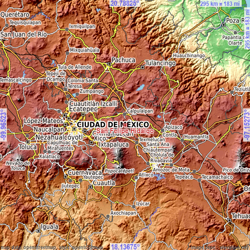 Topographic map of San Felipe Hidalgo