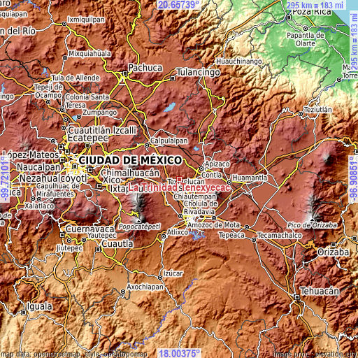 Topographic map of La Trinidad Tenexyecac