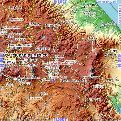 Topographic map of Lázaro Cárdenas