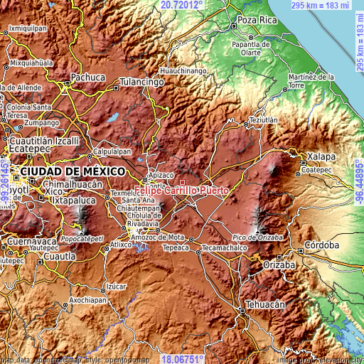 Topographic map of Felipe Carrillo Puerto