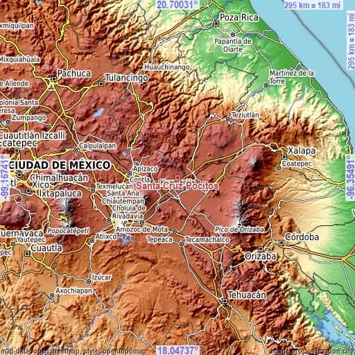 Topographic map of Santa Cruz Pocitos