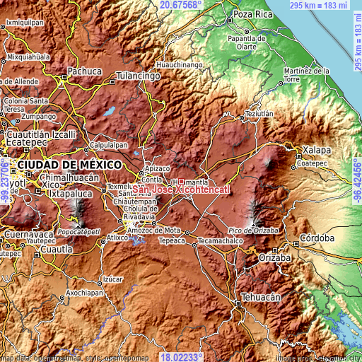 Topographic map of San José Xicohténcatl