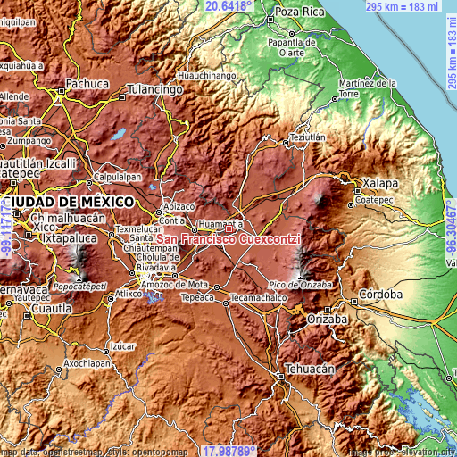 Topographic map of San Francisco Cuexcontzi