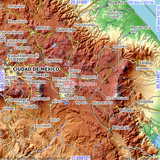 Topographic map of Ignacio Zaragoza