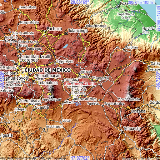 Topographic map of San José Aztatla