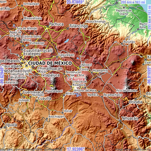 Topographic map of La Aurora