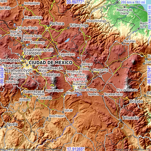 Topographic map of Tepeyanco