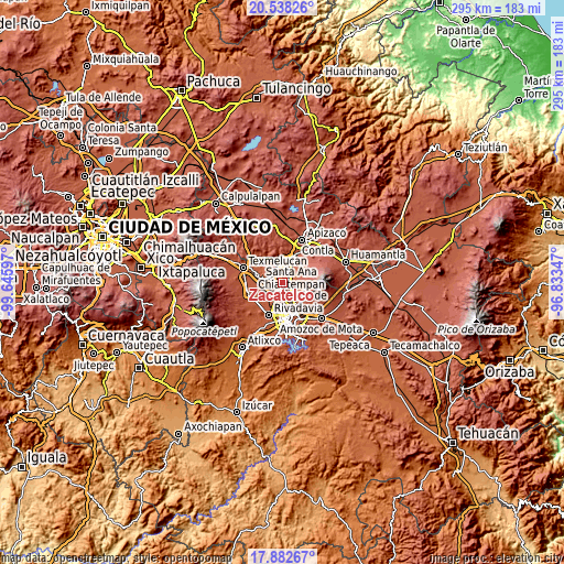 Topographic map of Zacatelco