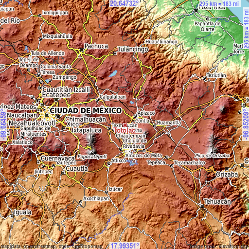 Topographic map of Totolac