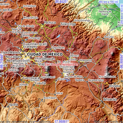 Topographic map of San Jorge Tezoquipan