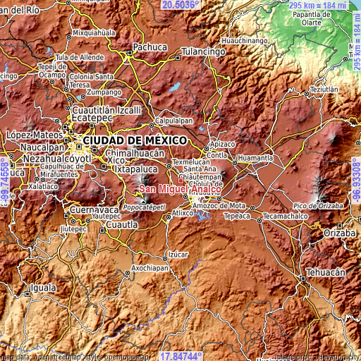 Topographic map of San Miguel Analco