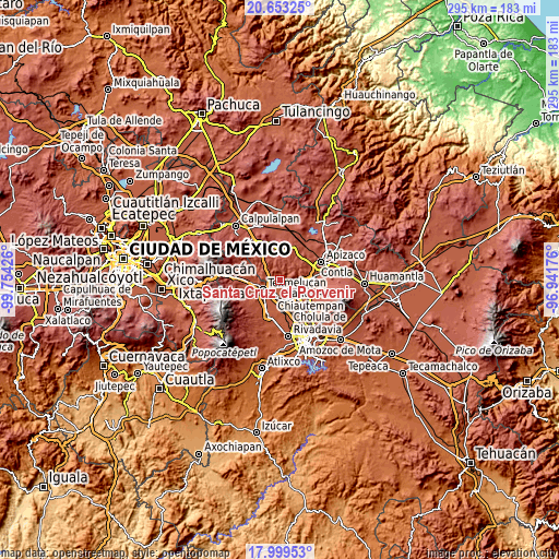 Topographic map of Santa Cruz el Porvenir