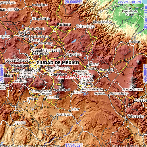 Topographic map of San Mateo Ayecac