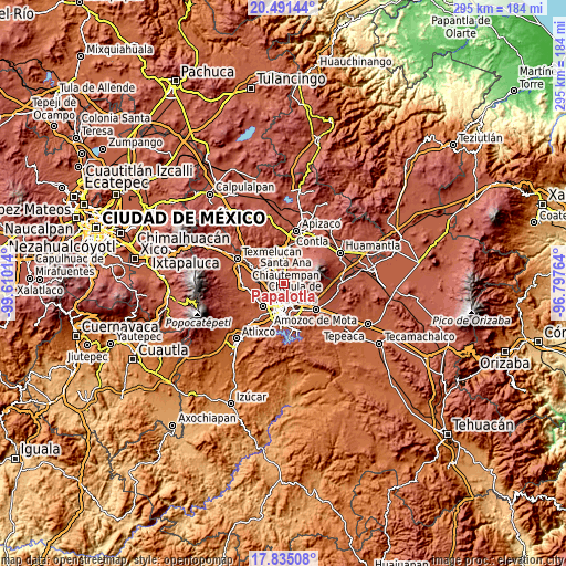 Topographic map of Papalotla