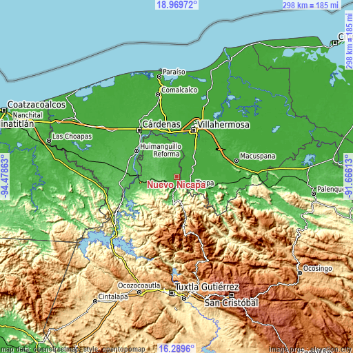 Topographic map of Nuevo Nicapa