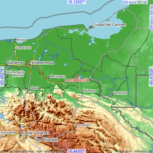 Topographic map of Loma Bonita