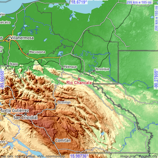 Topographic map of Río Chancalá