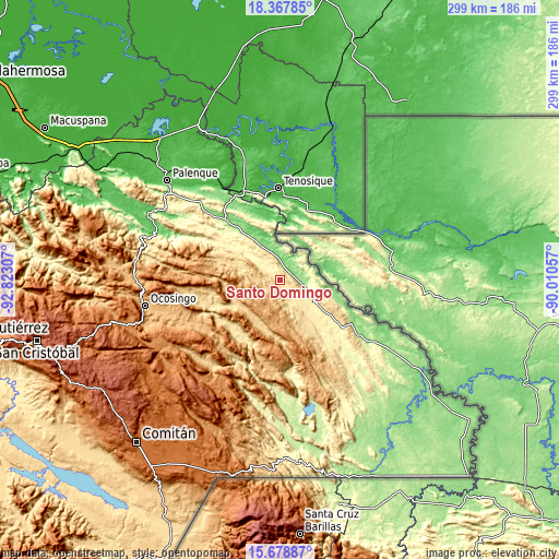 Topographic map of Santo Domingo