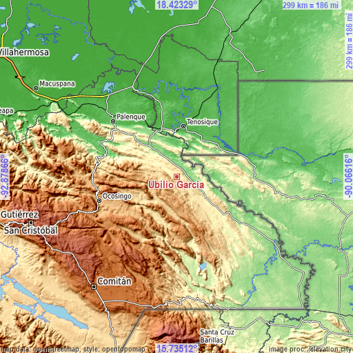 Topographic map of Ubilio García