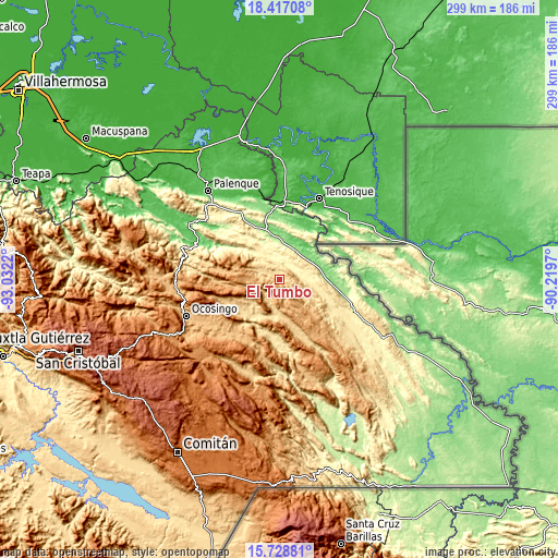 Topographic map of El Tumbo