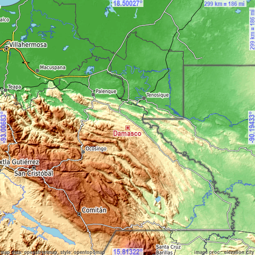 Topographic map of Damasco