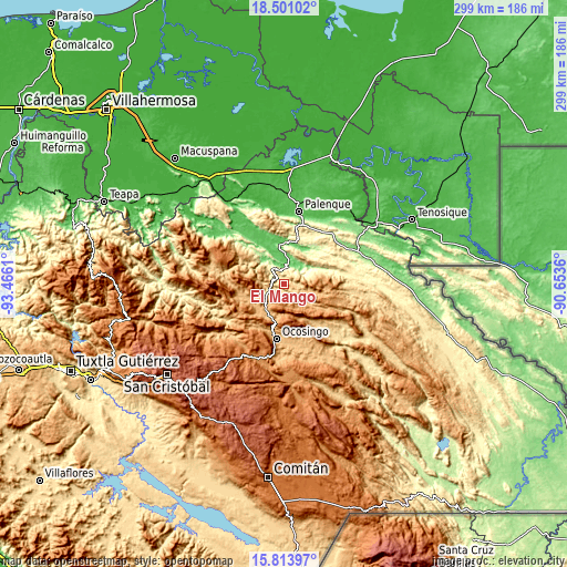 Topographic map of El Mango