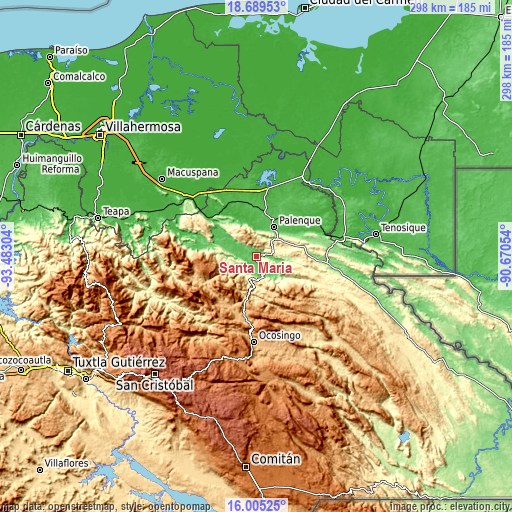 Topographic map of Santa María