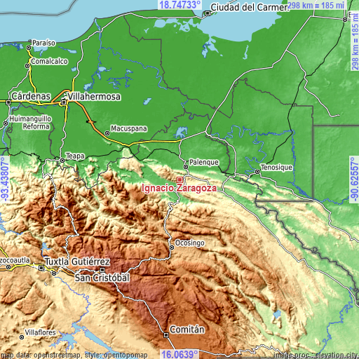 Topographic map of Ignacio Zaragoza