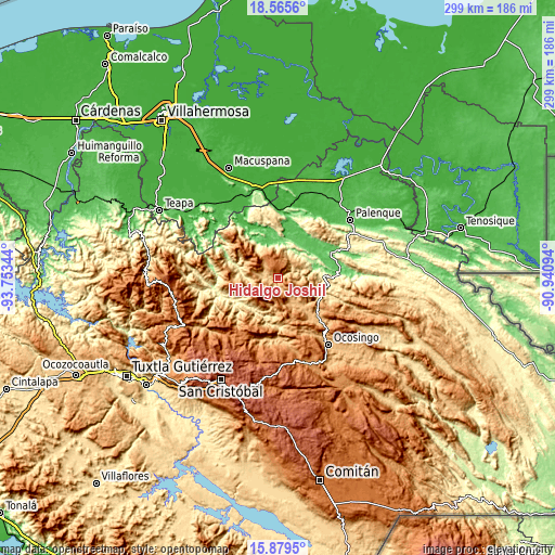 Topographic map of Hidalgo Joshil