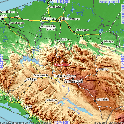 Topographic map of Maravillas