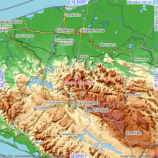 Topographic map of Rincón Chamula