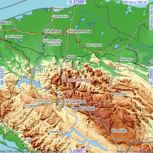 Topographic map of La Competencia