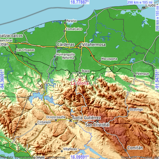 Topographic map of La Gloria